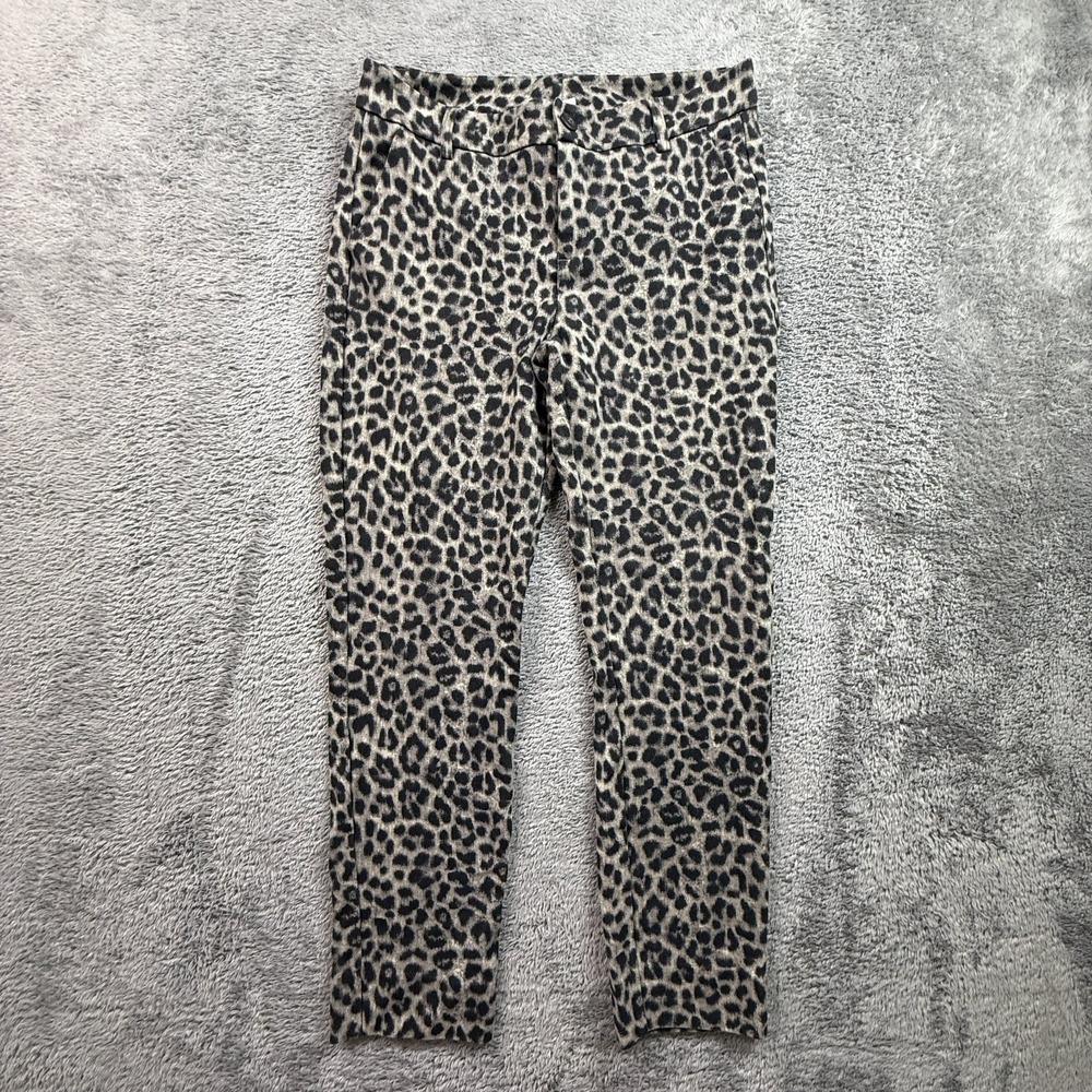 Cabi Womens 6 Leopard Print Cropped Pants Rayon Blend Stretch Animal Print